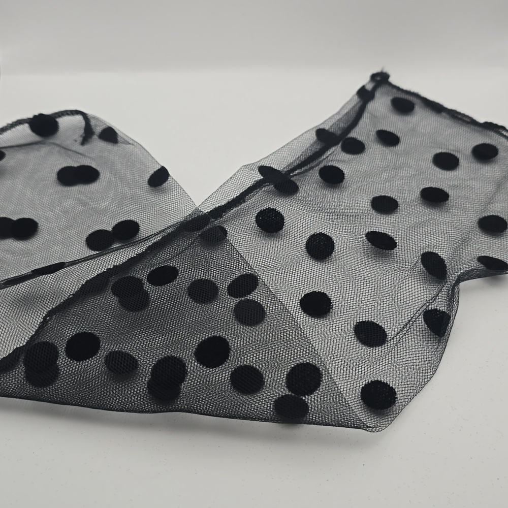Elegant Black Sheer Polka-dot Mesh Mid-Calf/Ankle Socks with Back Seam - Picture 4 of 11